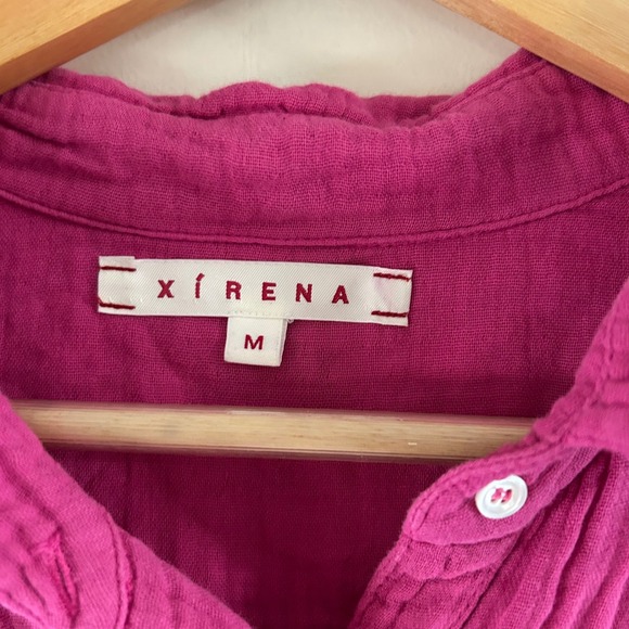 Xirena Gauze Scout Button Down Shirt in Hot Pink sz M - Picture 3 of 5